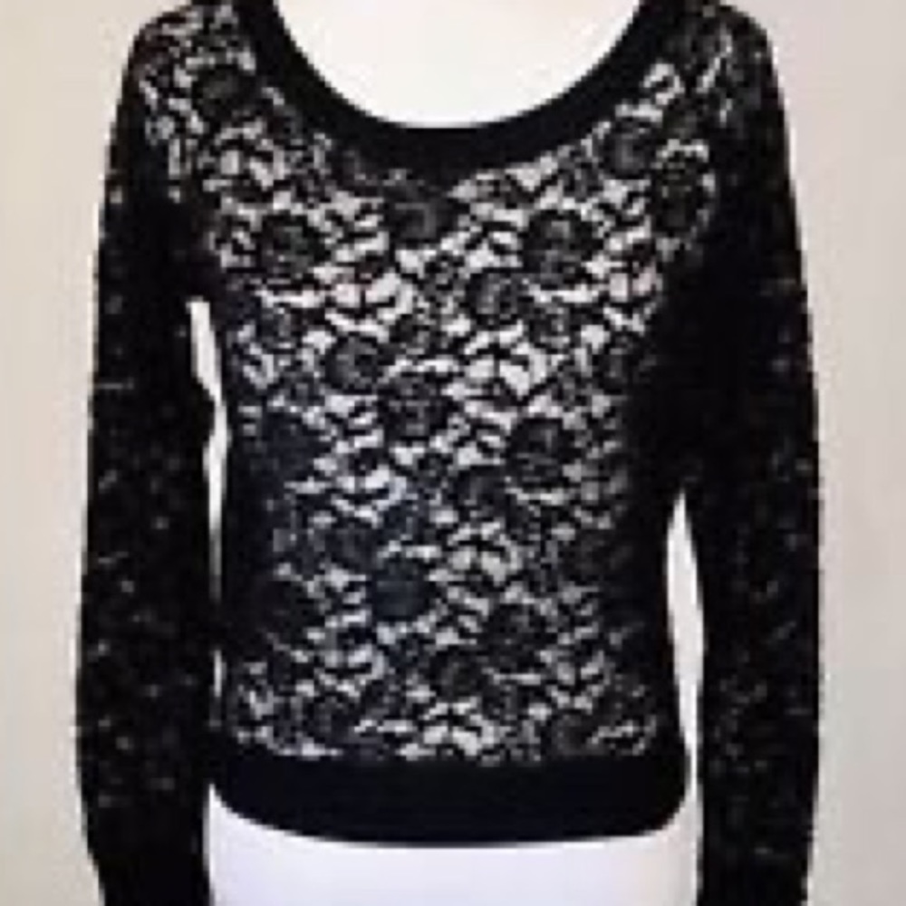 Black Rose Lace Long Sleeve Top